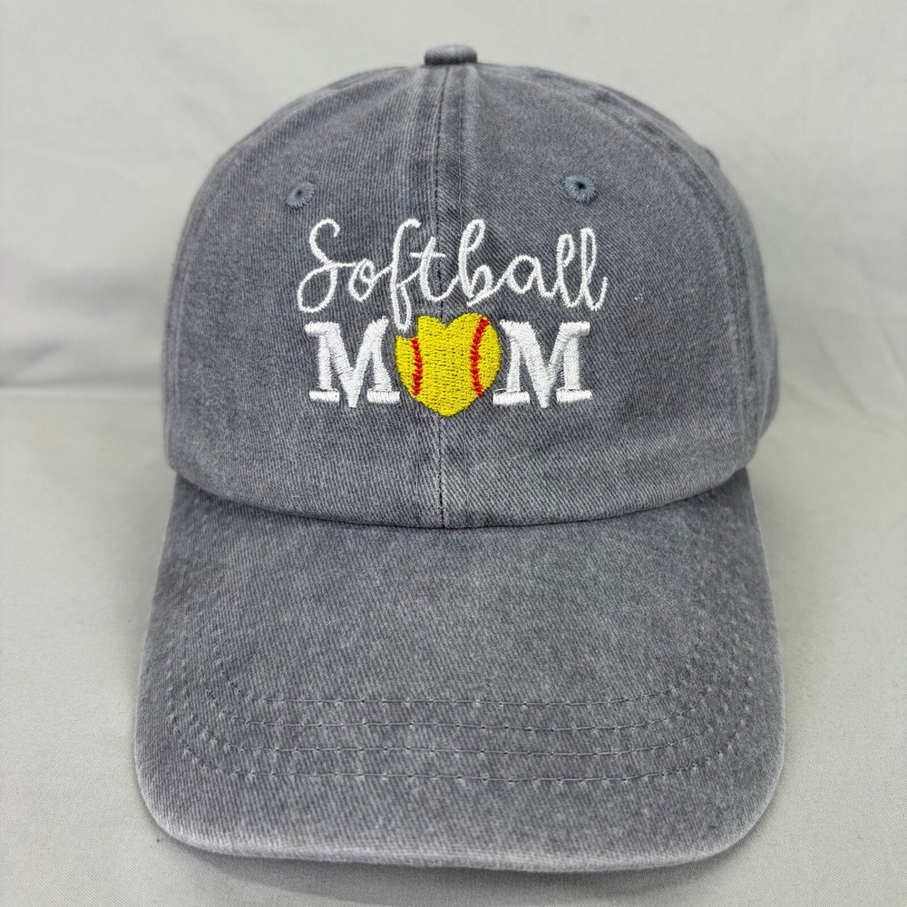 Unbranded Baseball Cap Softball Mom Women OSFM Gray Embroidered Hat